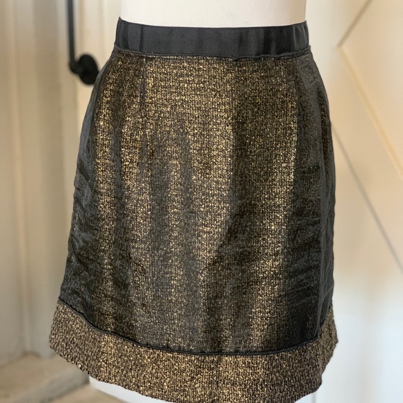 Ann Taylor Loft Gold and black mini skirt - Picture 2 of 12